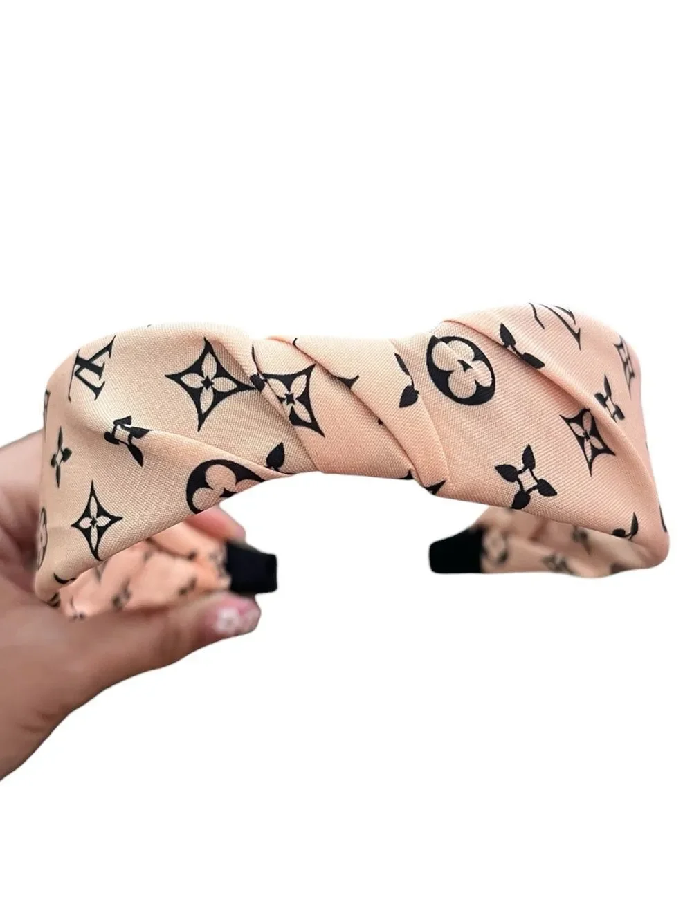 💎2/$30💎 Designer Inspired Upcycled Monogram Beige Black Headband